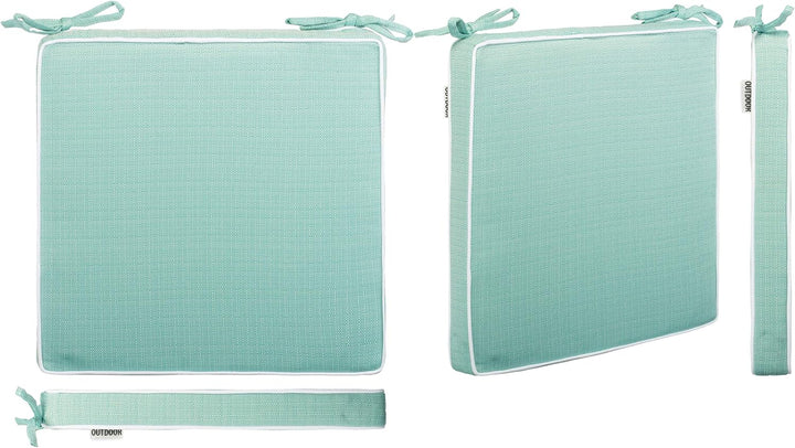 Brandsseller 4er Set Sitzkissen 40x40x4 cm – Wasser- & schmutzabweisende Stuhlkissen mit Bindebänder