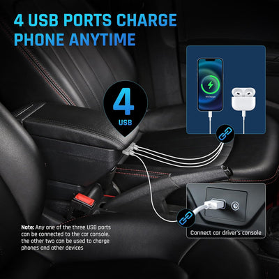 Doppelschicht Armlehne Box Für Ford Focus 2 Mk2 2005-2011 Mittelkonsole Aufbewahrungsbox mit 4 USB P
