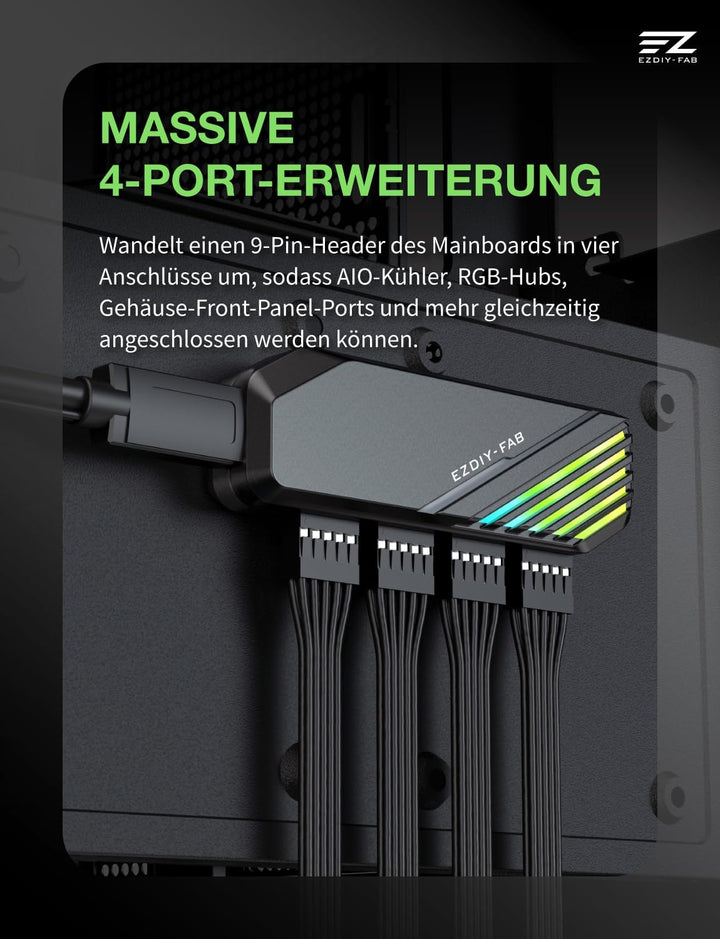 EZDIY-FAB MH01 Interner USB 2.0 9-Pin Hub,4-Port USB-Header-Erweiterung,SATA-Stromversorgung, Integr