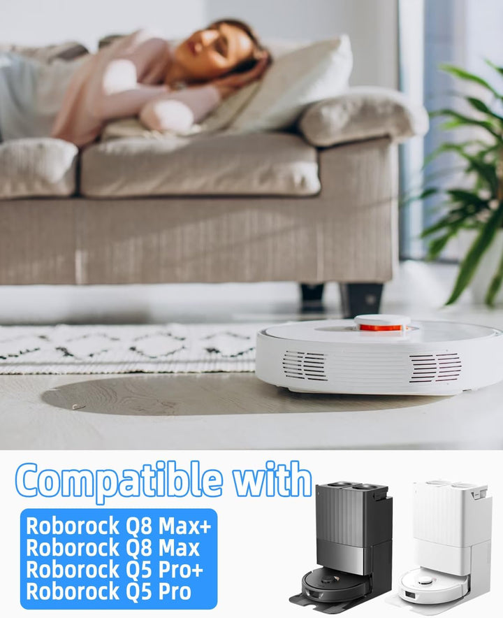 Zubehörset für Roborock Q8 Max+/Q8 Max/Q5 Pro+/Q5 Pro Saugroboter, 2 Hauptbürste, 4 Hepa-Filter, 4 W