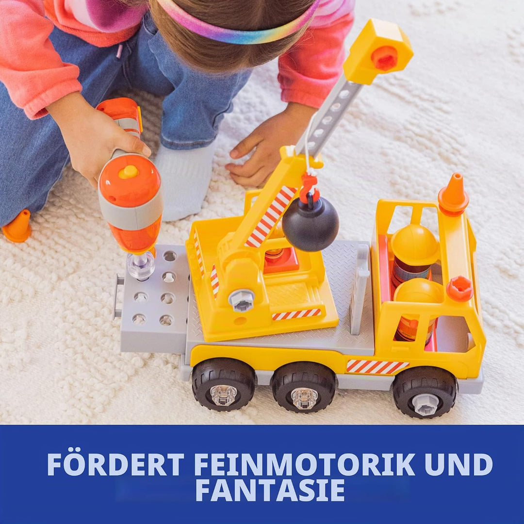 Learning Resources Design &amp; Drill Schrauberkumpel Kran, Spielzeug zum Auseinanderbauen, mit elektris
