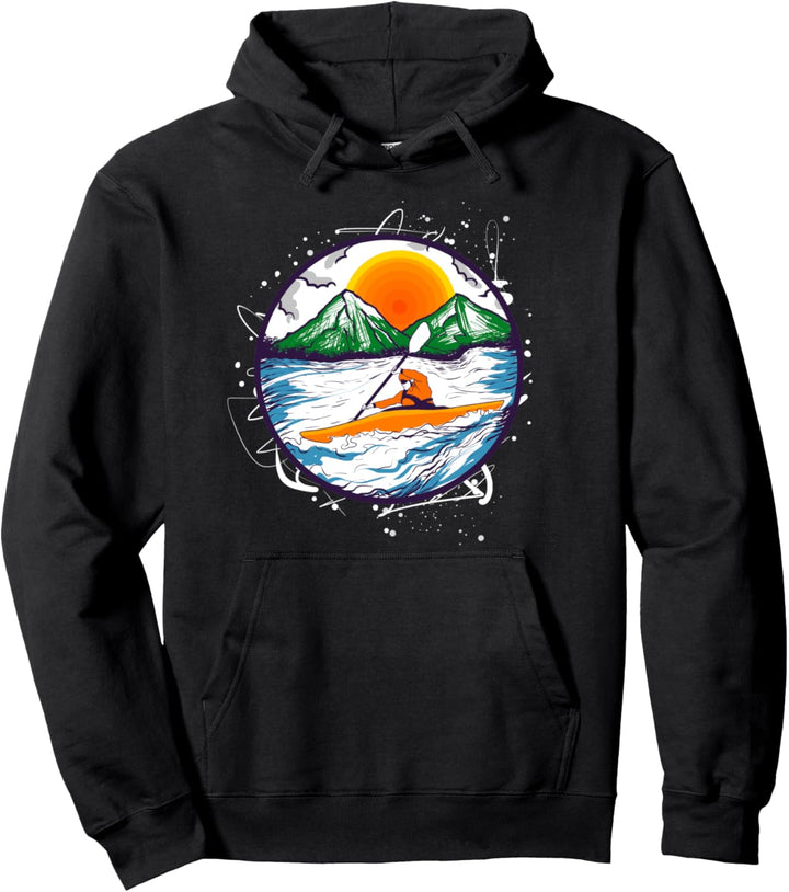 Kayaking Mountains und Sunset Gift Kayak Pullover Hoodie
