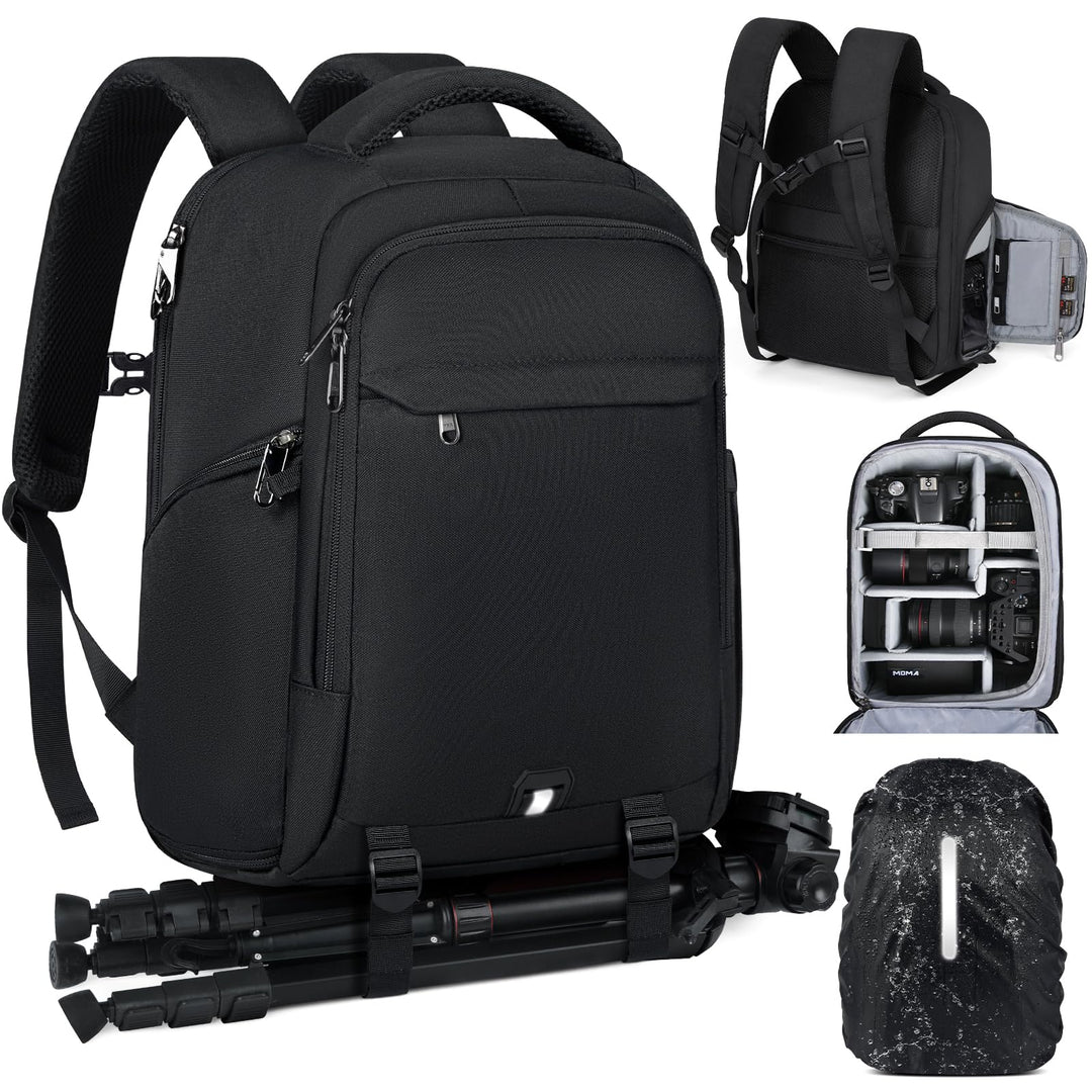 RAINSMORE Fotorucksack Kamerarucksack Gross mit 15,6 Zoll Laptopfach Leicht Kamera Rucksack DSLR SLR