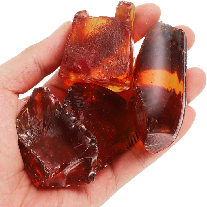 QUARKZMAN Feuerglas für Feuerstelle, 5-8cm(2"-3.1") Hochglanzreflektierende Glassteine für natürlich