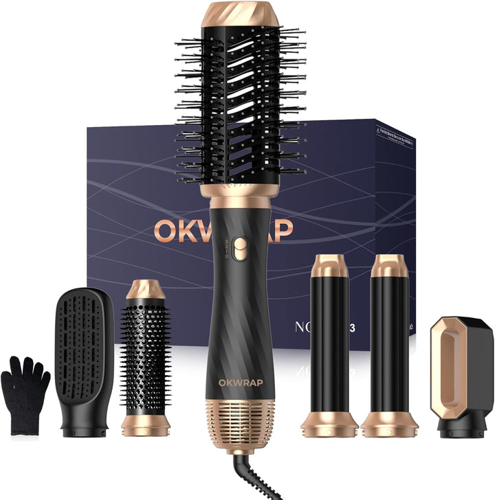 OKWRAP Hair Styler Set Airstyler 6 In 1 Mit Rundbürstenföhn Haarstyler Warmluftbürste Thermal Brush