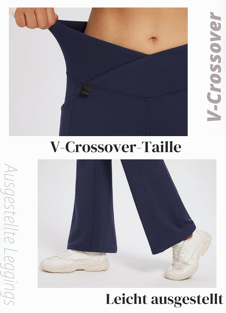 baleaf Thermo Hose Damen Thermo Leggings mit Taschen Wanderhose Wasserabweisend Bootcut Leggings Sch
