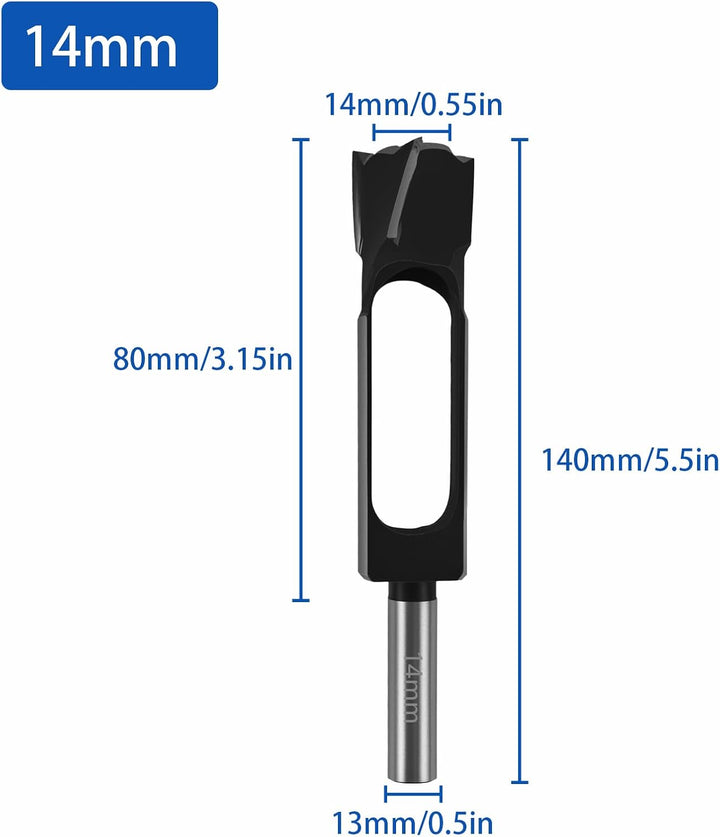 Holzdübelschneider, 13 mm 1/2 Zoll Schaft, Durchmesser 8 mm 10 mm 12 mm 14 mm 15 mm 16 mm 18 mm 19 m