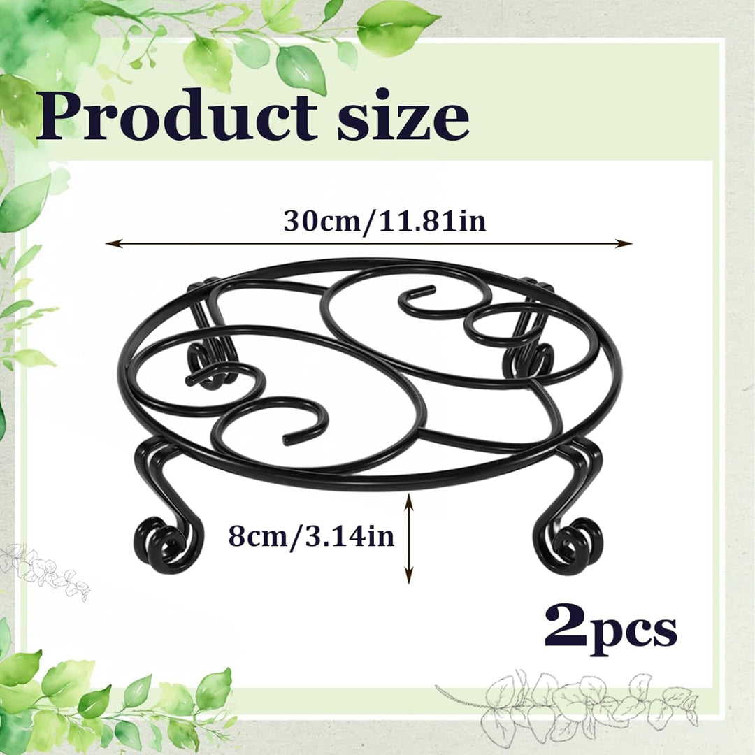 2er-Set Blumenständer aus Schmiedeeisen 30 cm (12 Zoll) Durchmesser robust und rostfrei runder Pflan