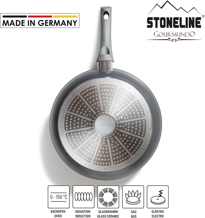 STONELINE Gourmundo Made in Germany Bratpfanne 28 cm, antihaft beschichtete Pfanne mit echten Steinp