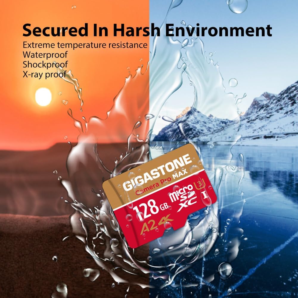 [5 Jahre kostenlose Datenwiederherstellung] GIGASTONE 128GB Micro SD-Karte, Kamera Pro MAX, bis zu 1