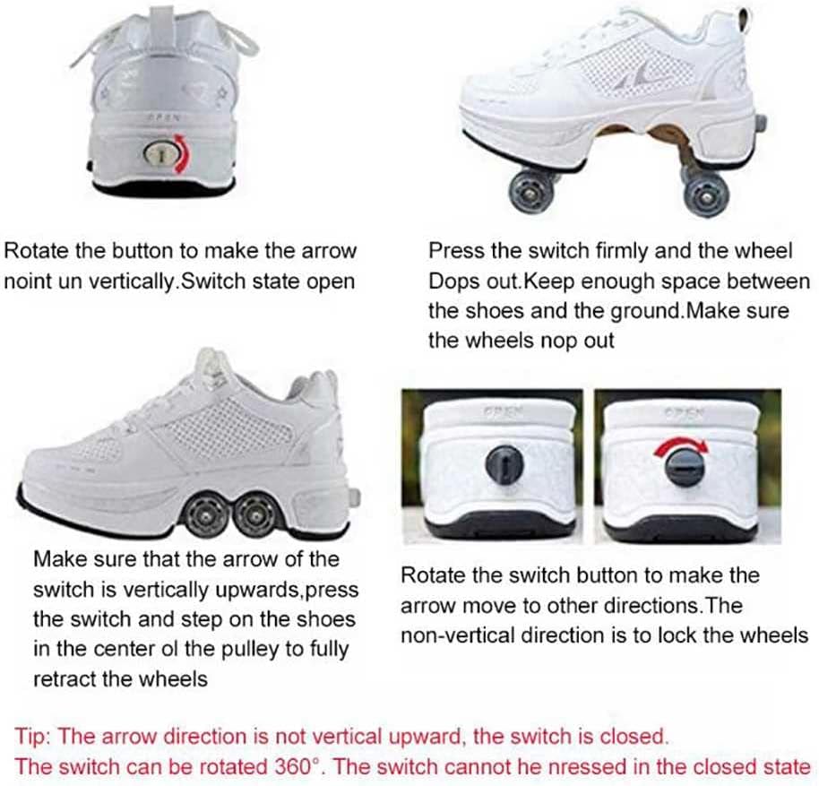 LDRFSE Schuhe mit Rollen, Rollschuhe Skateboard Schuhe Kinderschuhe Mit Rollen Skate Shoes Rollen Sc