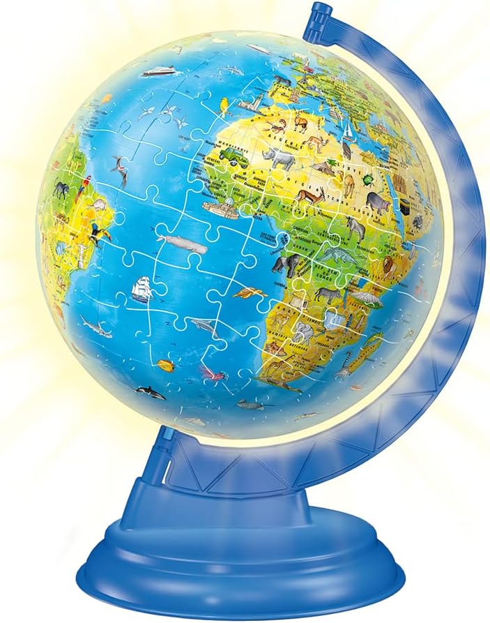 Ravensburger 4005556112890 3D-Puzzle, 180 Teile, beleuchteter Globus Teile-3D Leuchtglobus, Mehrfarb