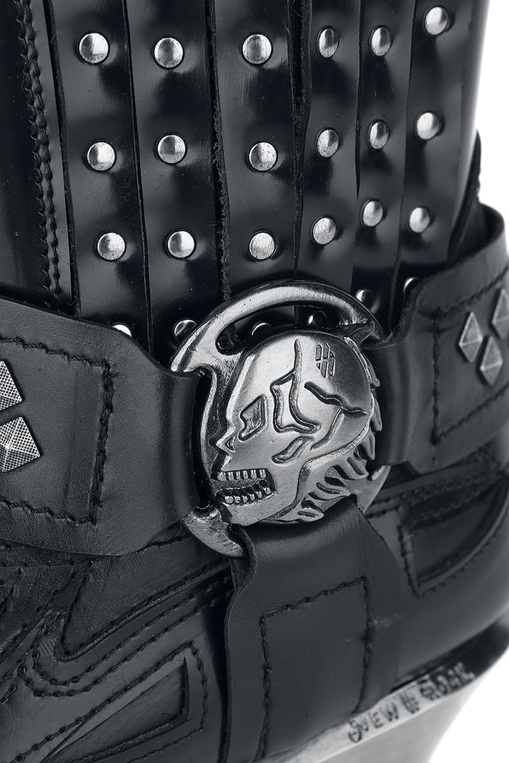 New Rock Antik Männer Boot schwarz EU42 Leder Biker, Industrial, Rockwear