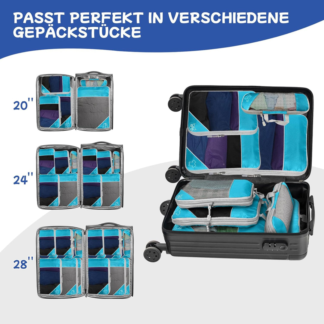 5-teilig Kompressions Packwürfel Set für Reisen, Compression Packing Cube zur Organisation Ihres Rei