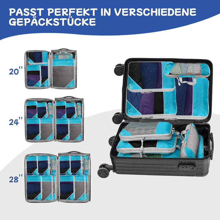 5-teilig Kompressions Packwürfel Set für Reisen, Compression Packing Cube zur Organisation Ihres Rei
