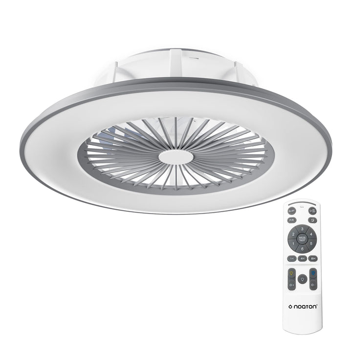 Noaton Deckenventilator mit Beleuchtung 11056GR Vega, LED Dimmbar max 40 W, 3 Farbtemperaturen, Fern