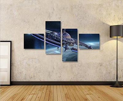 islandburner Bild Bilder auf Leinwand Interstellar Raumstation Space Weltall Sterne 4L XXL Poster Le