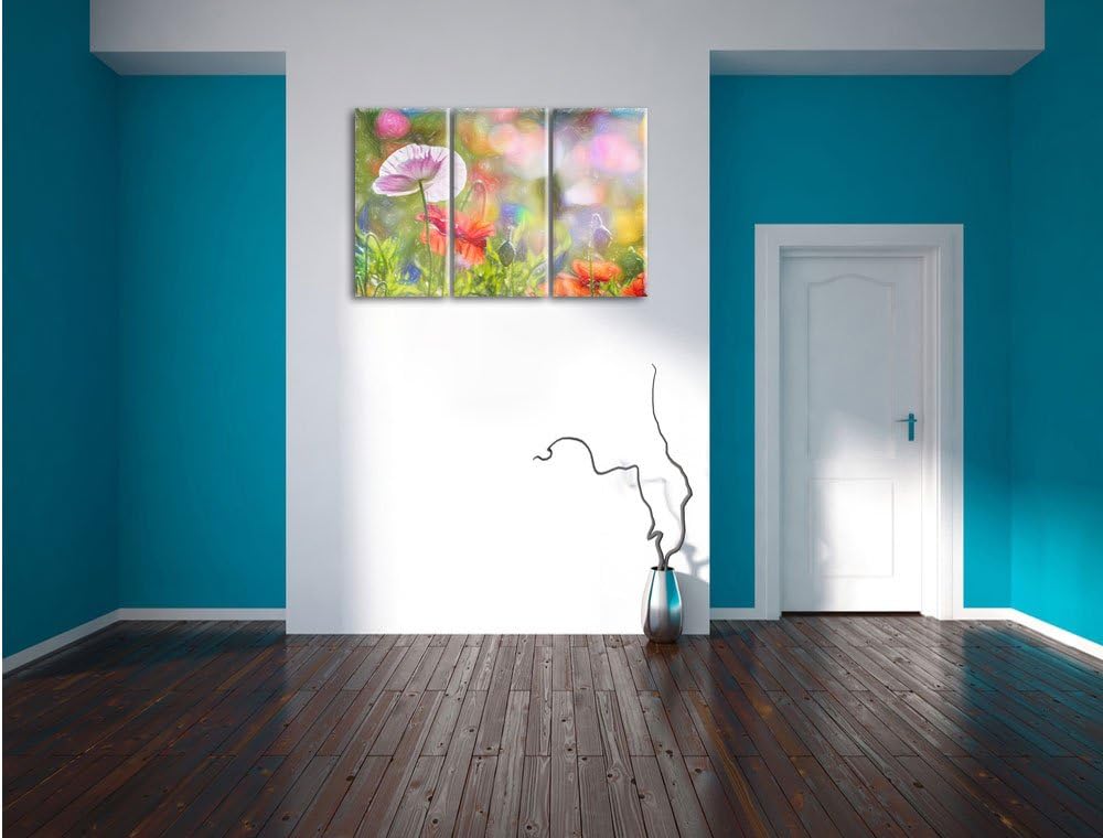 Pixxprint Kalifornischer Mohn im Frühling als Leinwandbild/Grösse: 3 Teilig (120x80 cm) cm/Wandbild/