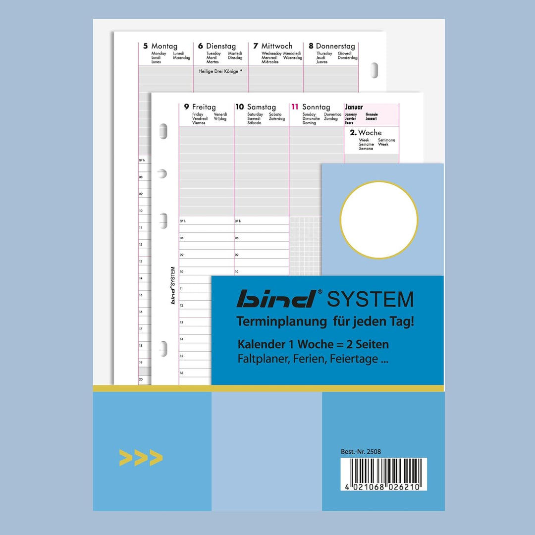 bind 15801 - Terminplaner mit Ringmechanik DIN A5, Organizer aus Lederimitat, Systemplaner in schwar