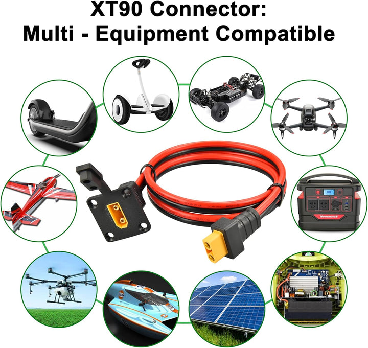 3m 10AWG XT90 Panel Mount Kabel Wasserdichter & funkenfreier Schwerlaststeckverbinder für Solargener