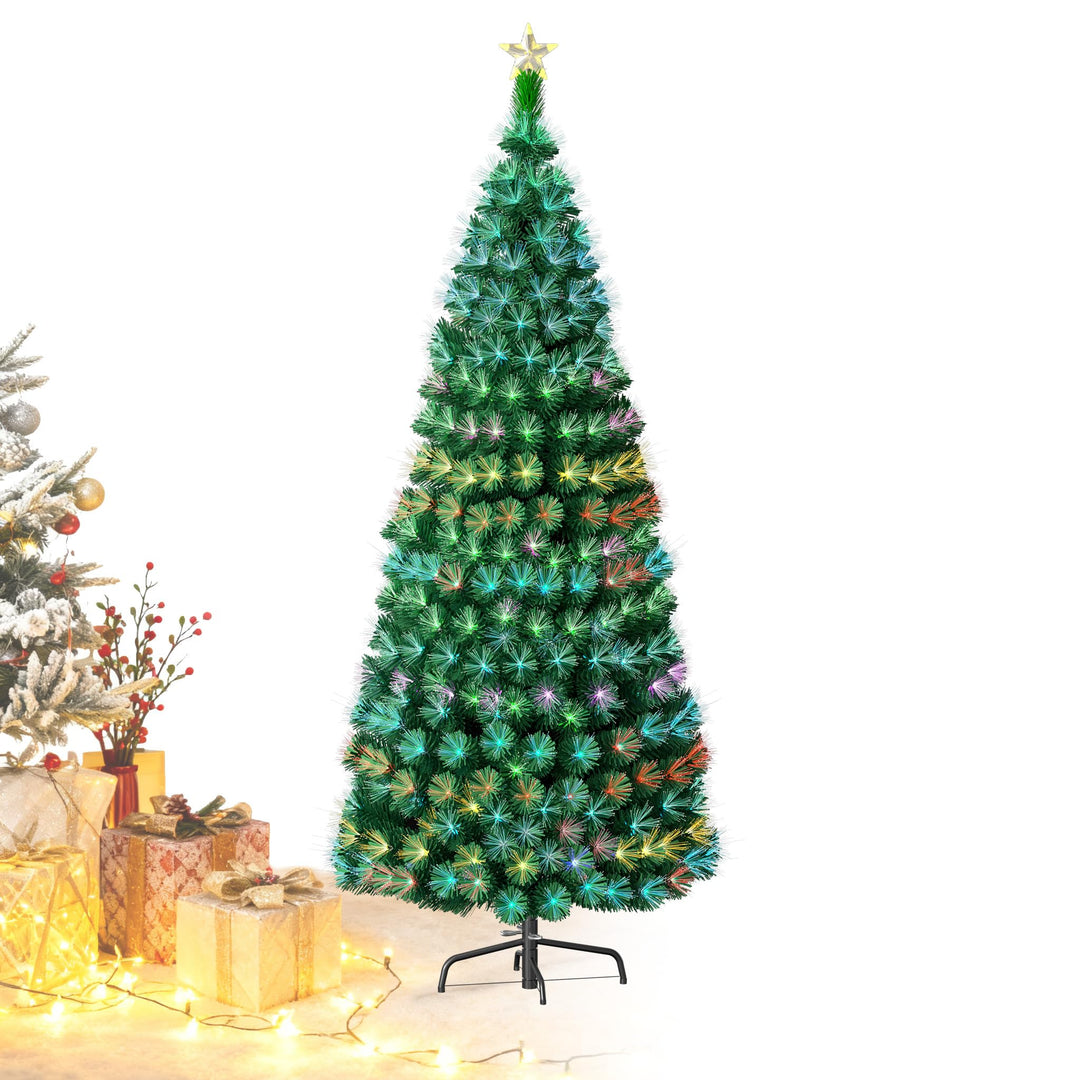 Aufun Weihnachtsbaum Künstlicher LED Glasfaser 210 cm Weihnachtsdeko Christbaum mit 260 Spitzen und