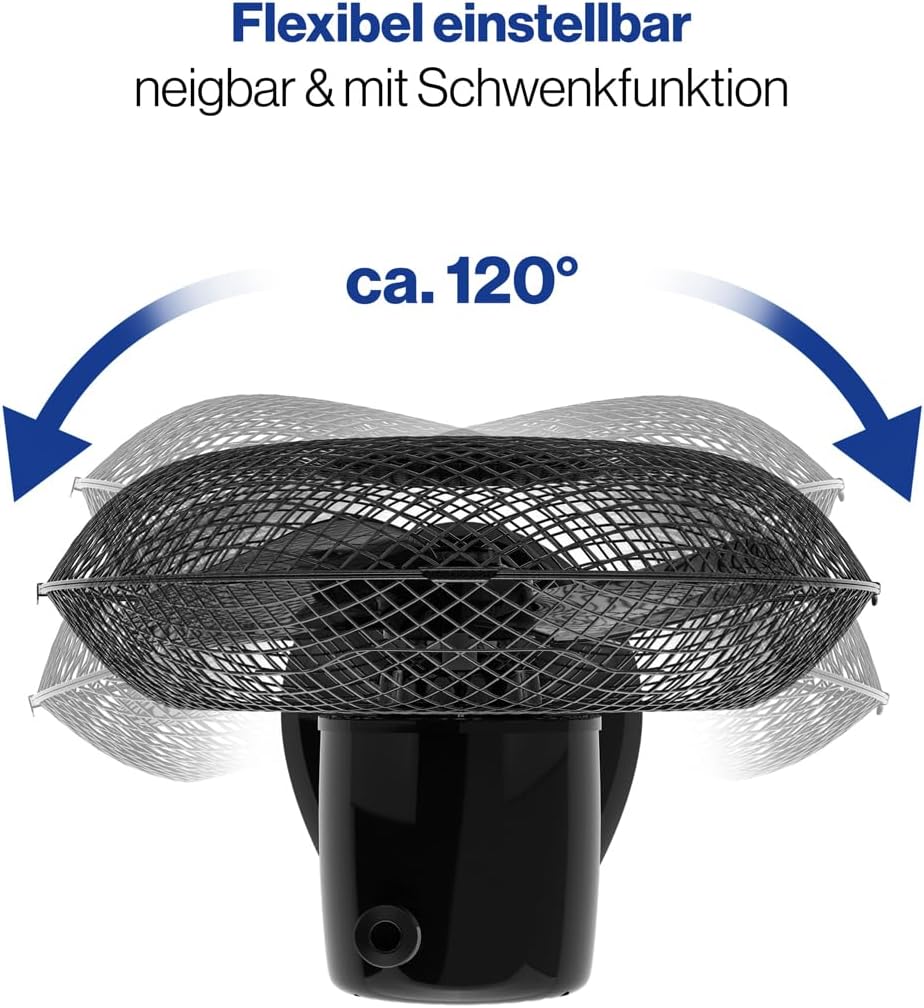 Clatronic® Ventilator mit Schwenkfunktion | Ventilator leise 2 Stufen | Ø 23 cm | Tischventilator 30