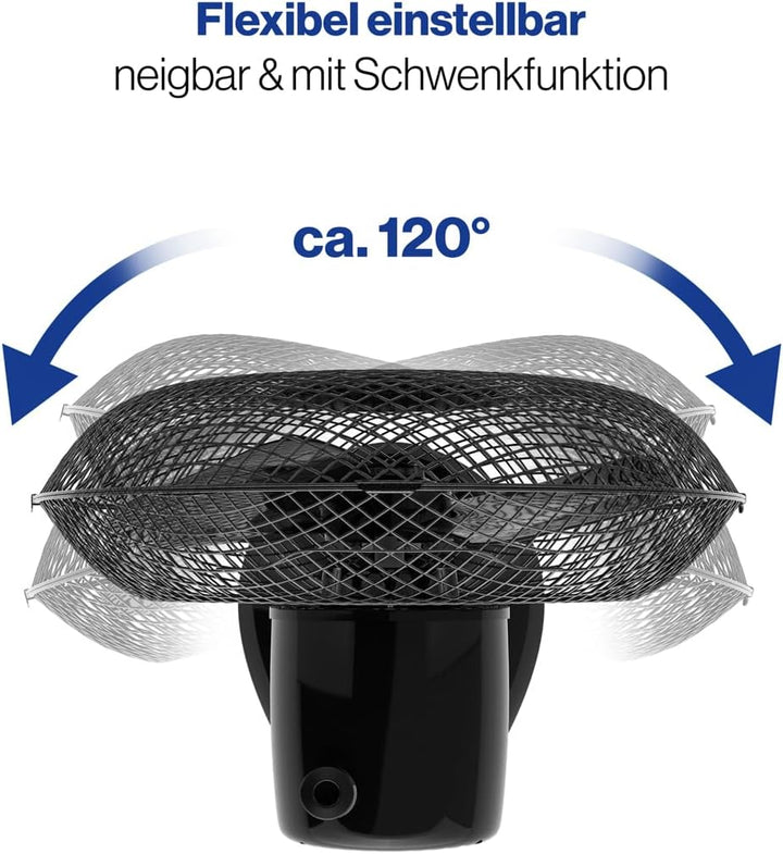 Clatronic® Ventilator mit Schwenkfunktion | Ventilator leise 2 Stufen | Ø 23 cm | Tischventilator 30