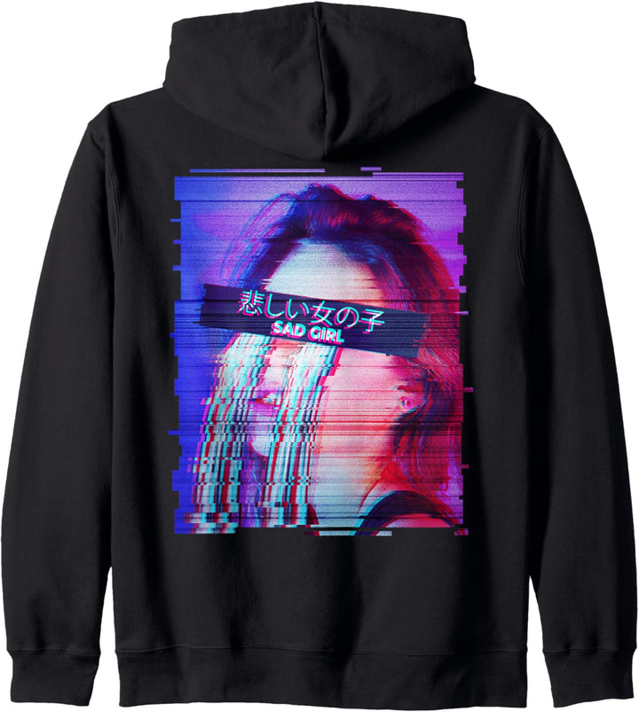 Sad Anime Girl - Japan Synthwave Vaporwave Anime Otaku Kapuzenjacke
