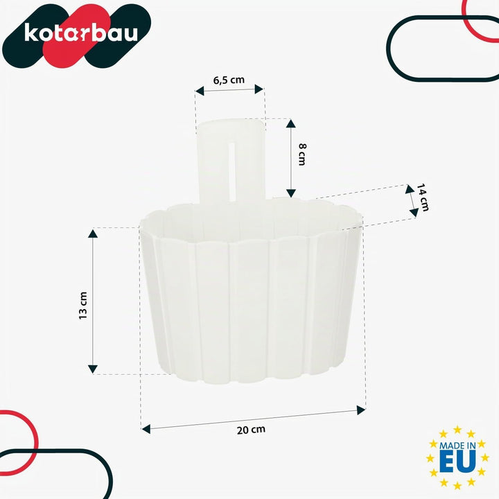 KOTARBAU® 6er Set Blumenkasten Balkon - Wandampel - Blumentopf - 20x14cm H: 13cm Weiss - Wandampel f
