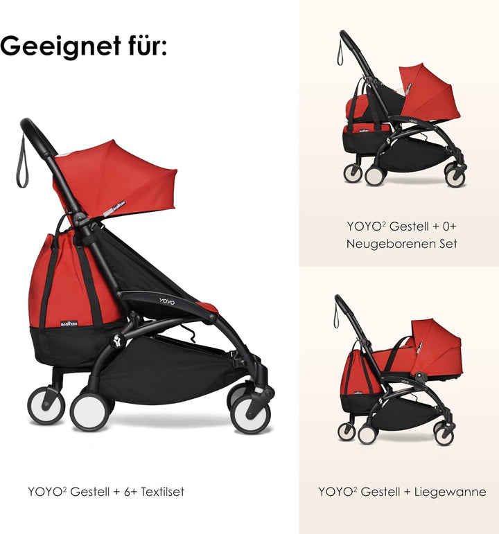 Babyzen YOYO Bag, Red - Robuster zusätzlicher Stauraum am YOYO2 Kinderwagen - Inklusive Rad und Hake