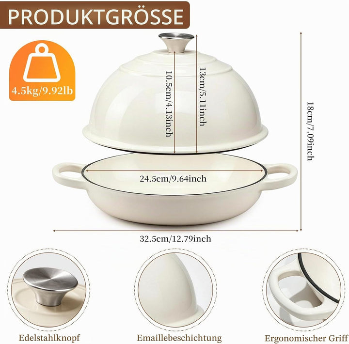 Gusseisen Topf Brot Backen, Brotbacktopf mit Gärkorb &amp; Handschuhe