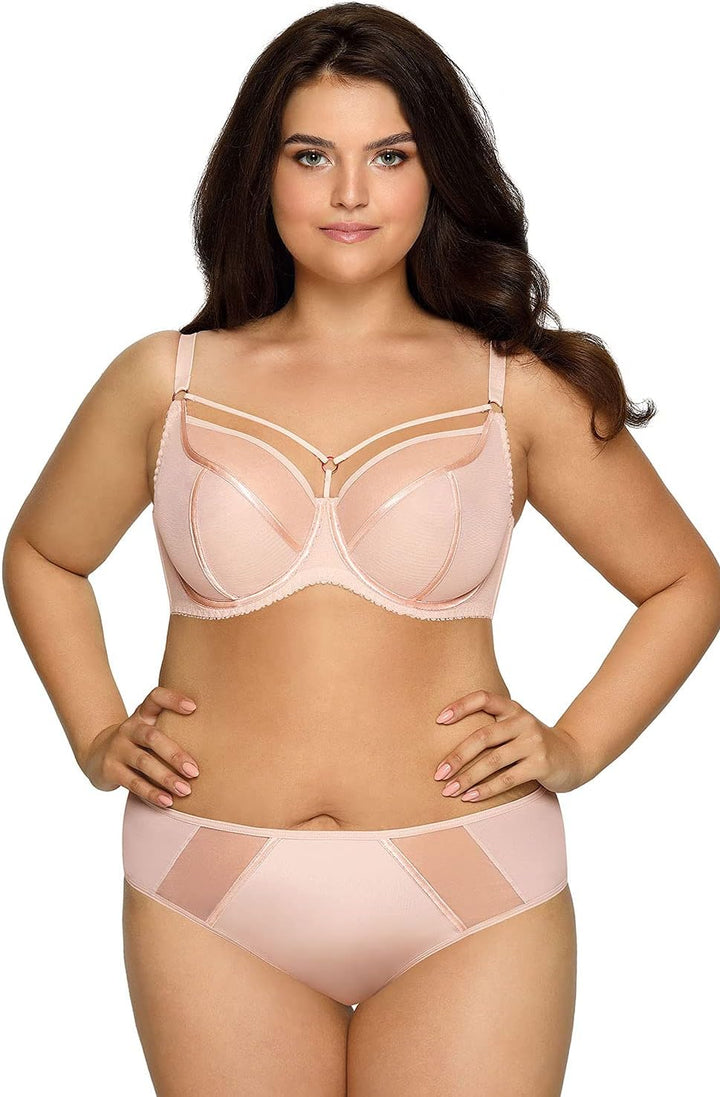AVA Dame Soft-BH Netz Streifen Musterlos Träger Glänzend 1923 Protea Maxi 65D Beige, 65D Beige