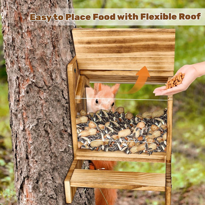 Holz-Eichhörnchen-Futterstelle für draussen - Futterhaus für Eichhörnchen und Streifenhörnchen Chipm