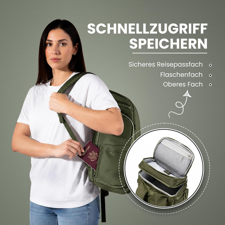 Zeeksack The Organizer - Rucksack Grün 20L - Wasserabweisender Reiserucksack mit Laptopfach, herausn