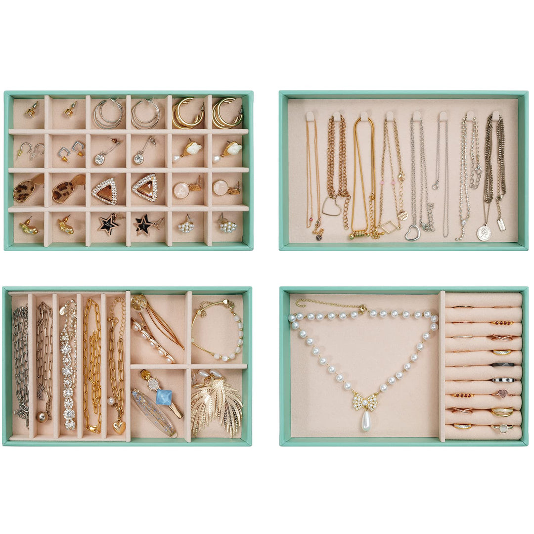 ProCase Schmucktablett Organizer mit 4 Schmuckschalen, Stapelbar Schmuck Schublade Organizer, Schmuc