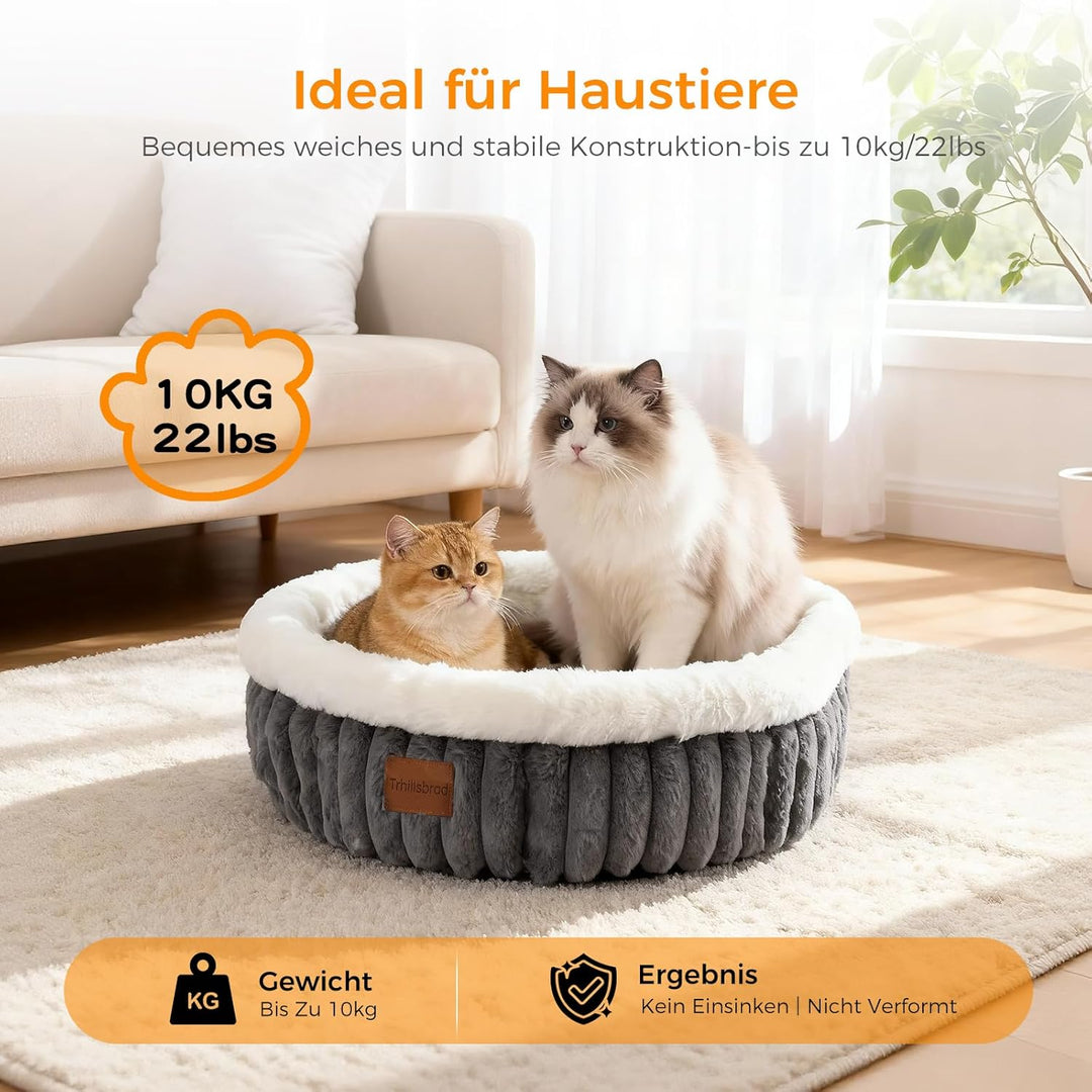 Katzenbett Katzen Bettchen Katzenkorb 60x60x18cm katzenschlafplatz mit Zweiseitig Innenkissen Abnehm