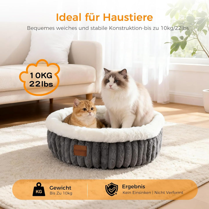 Katzenbett Katzen Bettchen Katzenkorb 60x60x18cm katzenschlafplatz mit Zweiseitig Innenkissen Abnehm