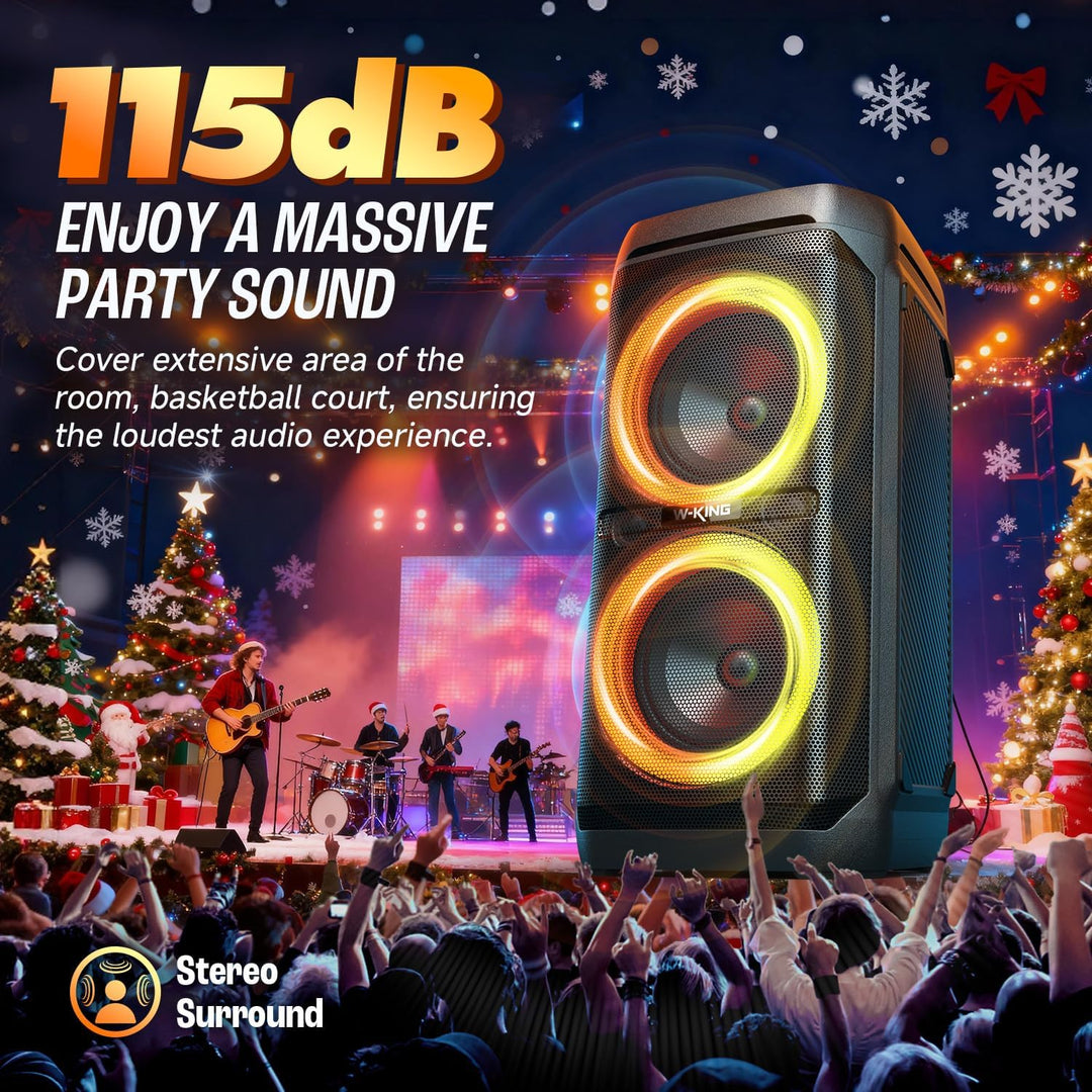 W-KING 220W Peak 100W RMS Bluetooth Lautsprecher Gross V5.3, IPX6 Wasserdichter,Musikbox Bluetooth m