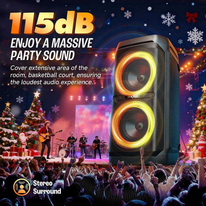 W-KING 220W Peak 100W RMS Bluetooth Lautsprecher Gross V5.3, IPX6 Wasserdichter,Musikbox Bluetooth m
