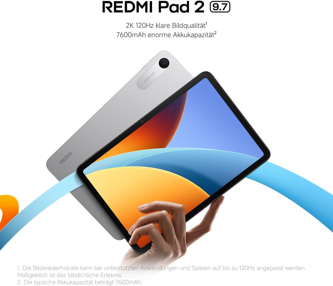 XIAOMI Redmi Pad 2 Tablet 9,7 Zoll, 4GB + 128GB, Snapdragon 6s Gen 2, 2K 120Hz Display, 7600mAh Akku