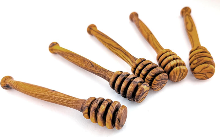 EMNA – 5er Set Honiglöffel aus Olivenholz ca. 13 cm | Handgefertigte Honigheber Holz | Nachhaltig an