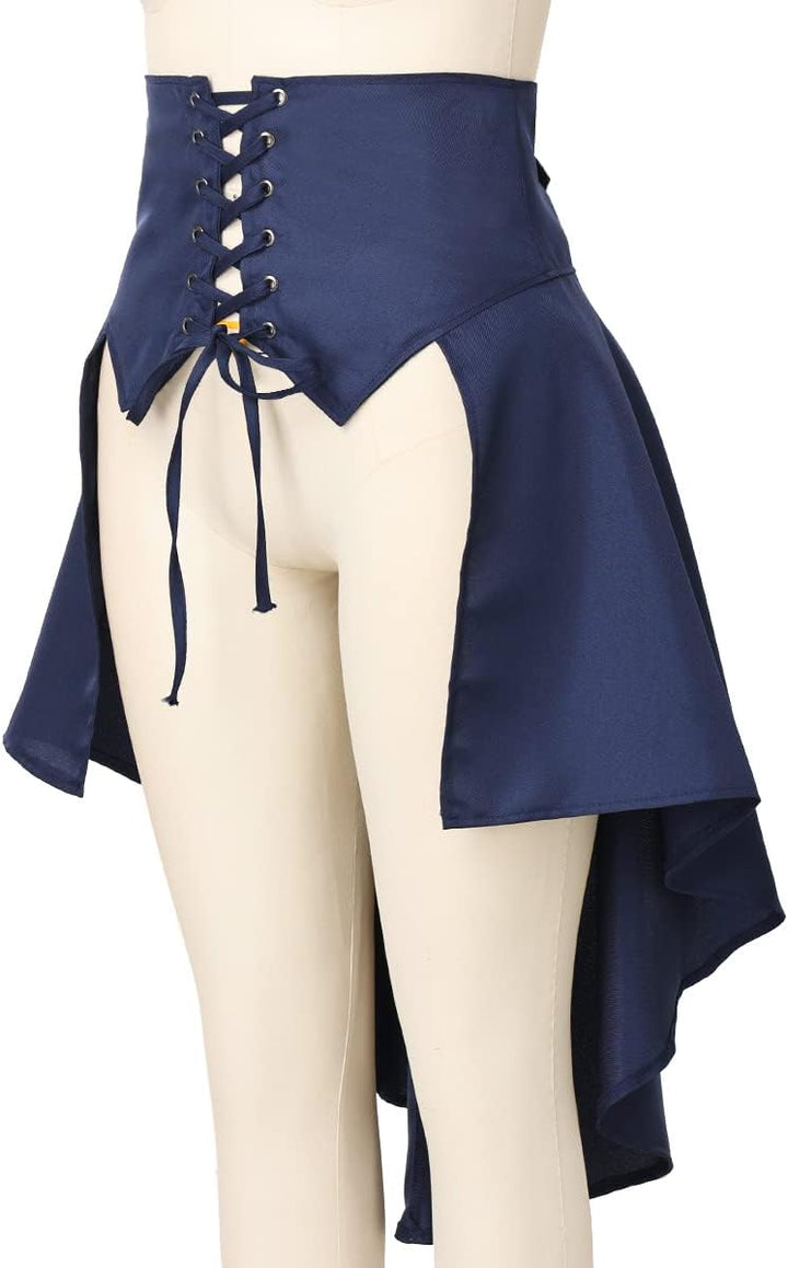 COSDREAMER Steampunk Damen Röcke Taillengürtel für Frauen Rüschen Piraten Korsett Kostüme,Blau, 32 B