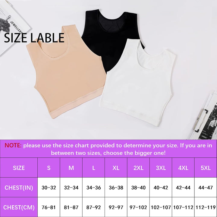 XUJI Brust Binder Transgender FTM Elastische Kompression BH Pullover Tank Top M Weiss, M Weiss