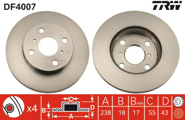 TRW Automotive AfterMarket DF4359 Bremsscheibe - (Paar)