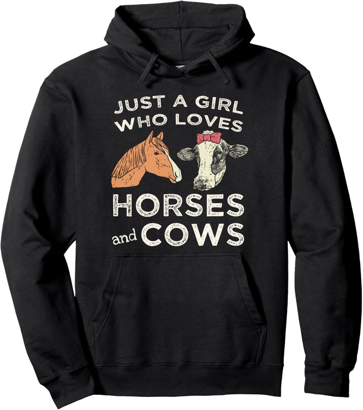 Gerade ein Mädchen, das Pferde und Kuh-Geschenke liebt Pullover Hoodie