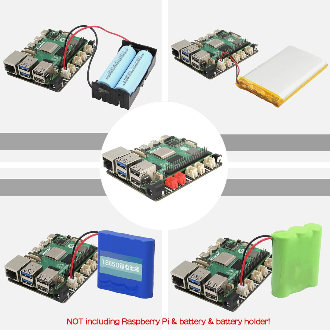 Geekworm X1203 5V UPS Shield for Raspberry Pi 5| Max 5.1V 5A Output|Wide 6-18V Input|Auto Power On|S