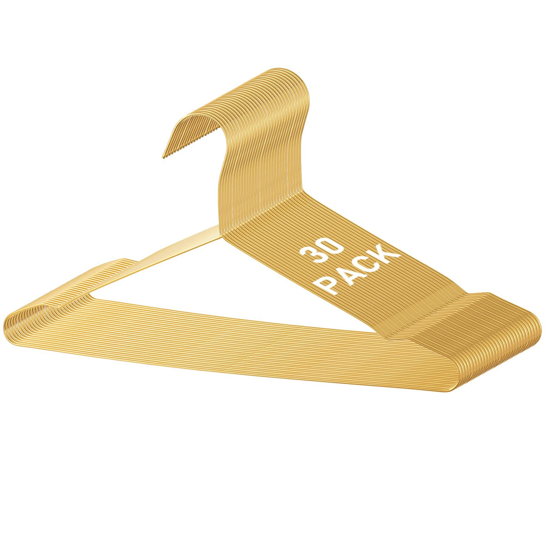 YEXEXINM 30er-Pack Goldene Metallbügel, 42cm Edelstahl Kleiderbügel mit Kugelspitzen, 3,0mm Dicke Ro