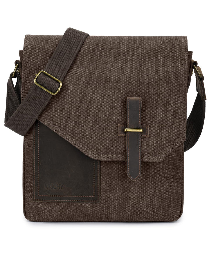 VASCHY Klein Umhängetasche Herren mit RFID-Schutz,Vintage Messenger Bag Herrentasche Schultertasche