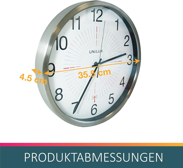 Unilux Funk-Wanduhr, 35,5cm, silbergrau
