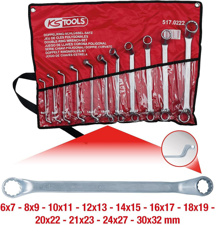 KS Tools 517.0222 CLASSIC Doppel-Ringschlüssel-Satz, gekröpft, 11-tlg. 6-32mm